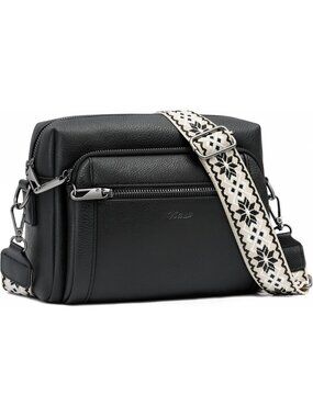 Women Black Zipper Vegan Leather Purses Stylish Designer Pockets Crossbody Bags
